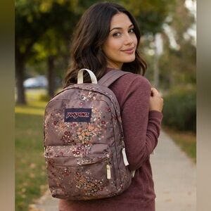 Jansport Gray Backpack with Floral Accents